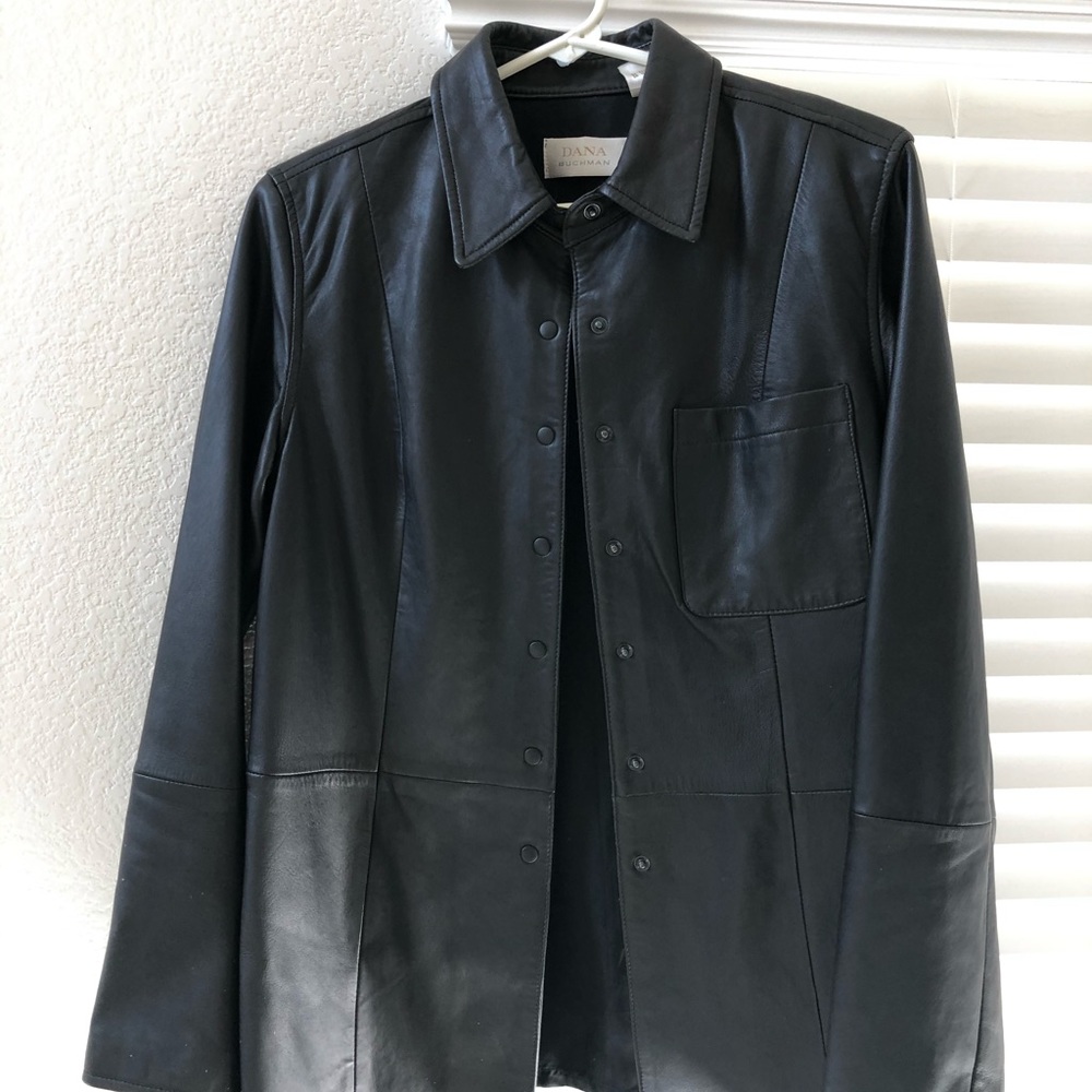 Leather shirt jacket